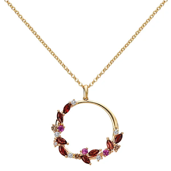 dainty ruby stacking rings Round Diamond and Gemstone Pendant