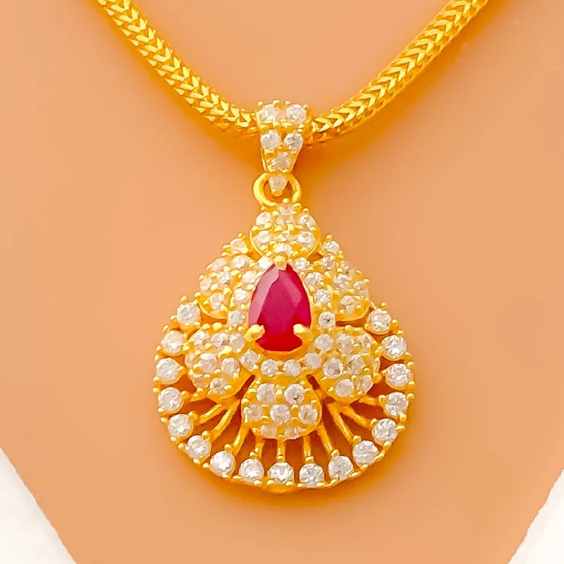 Shimmering Luminous 22k Gold CZ Pendant