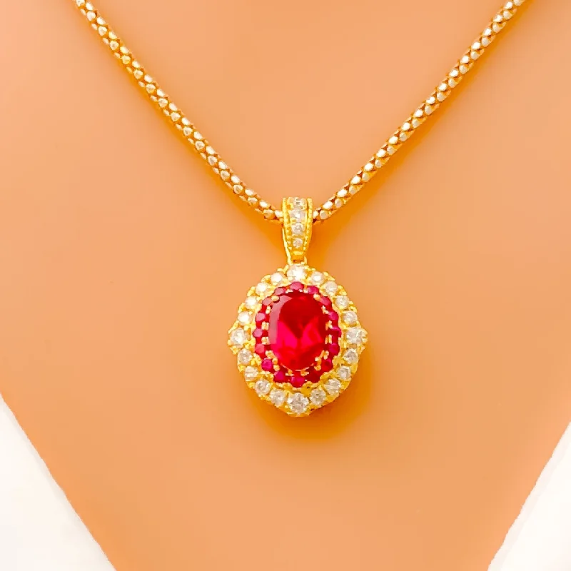 Versatile Vibrant Oval Diamond + 18k Gold Pendant