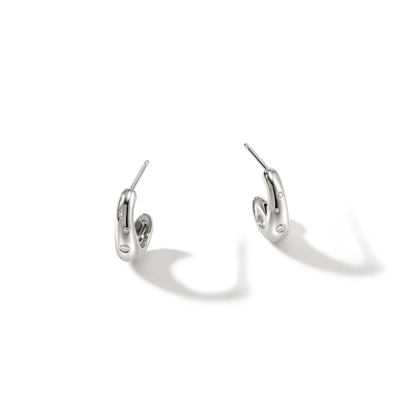 John Hardy Diamond Surf J Hoop Earrings