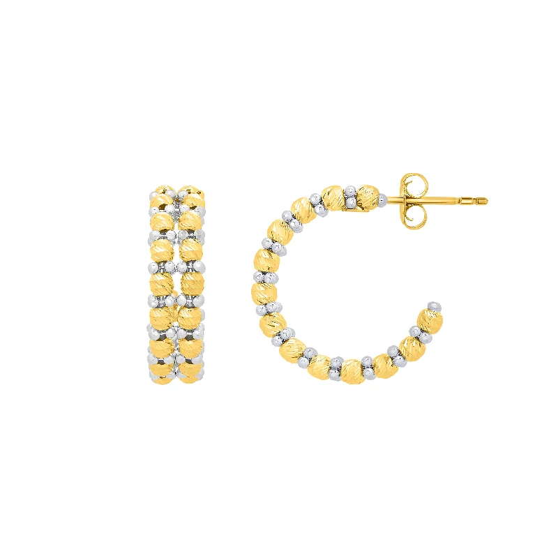 braided gold chain bracelet 14K Gold Pallina Bead TT Hoops