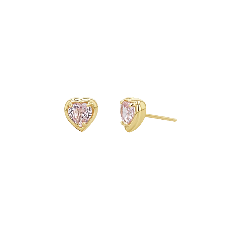 Sapphire Heart Stud Earrings