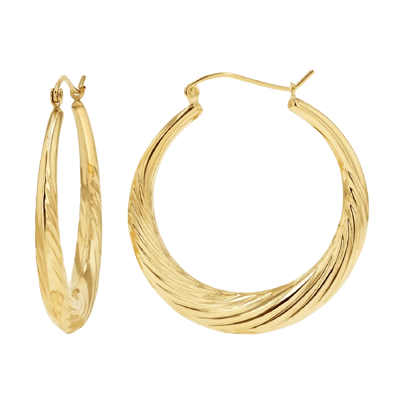 Large Croissant Twist Hoop Earrings