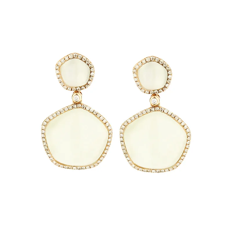 classic wedding set with diamonds 14K Rose Gold Carbonate Drop Diamond Halo Earrings