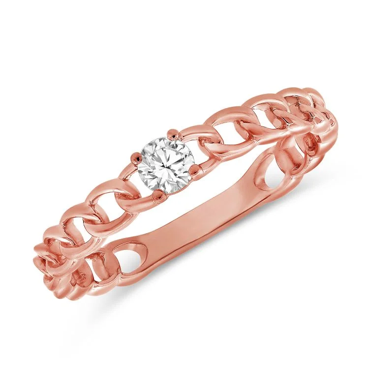 14k Rose Gold Diamond & Chain Link Ring