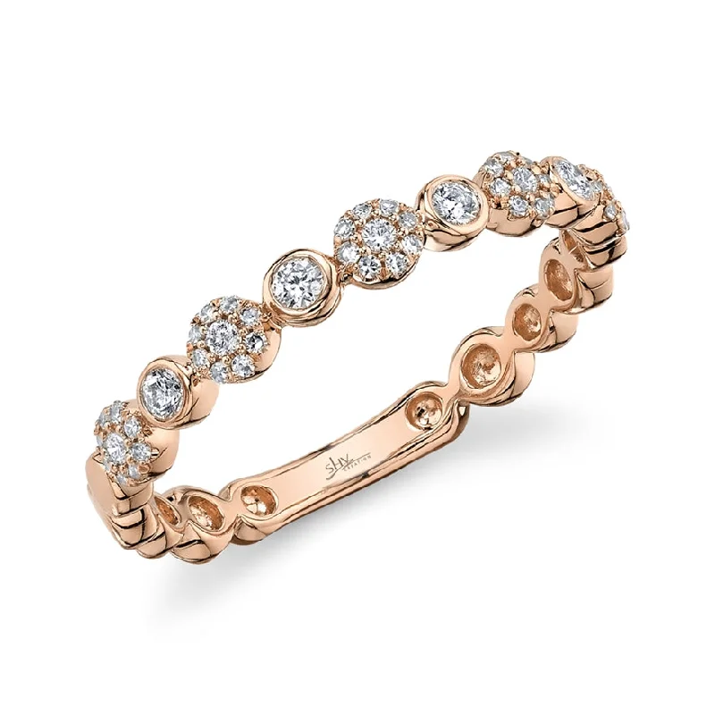 14K Rose Gold Diamond Circles Band