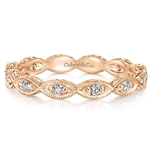 14K Rose Gold Diamond Eternity Stackable Band