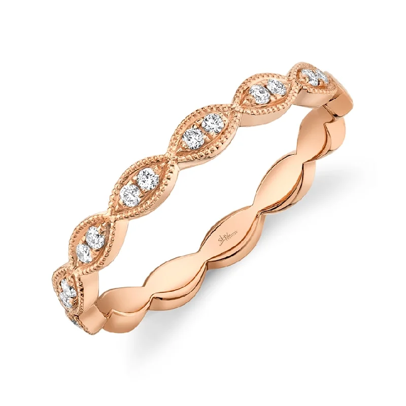 14K Rose Gold Diamond Marquise Shape Band