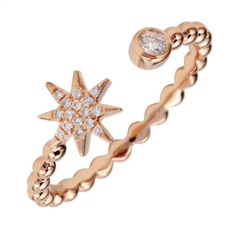 14K Rose Gold Diamond Star Ring