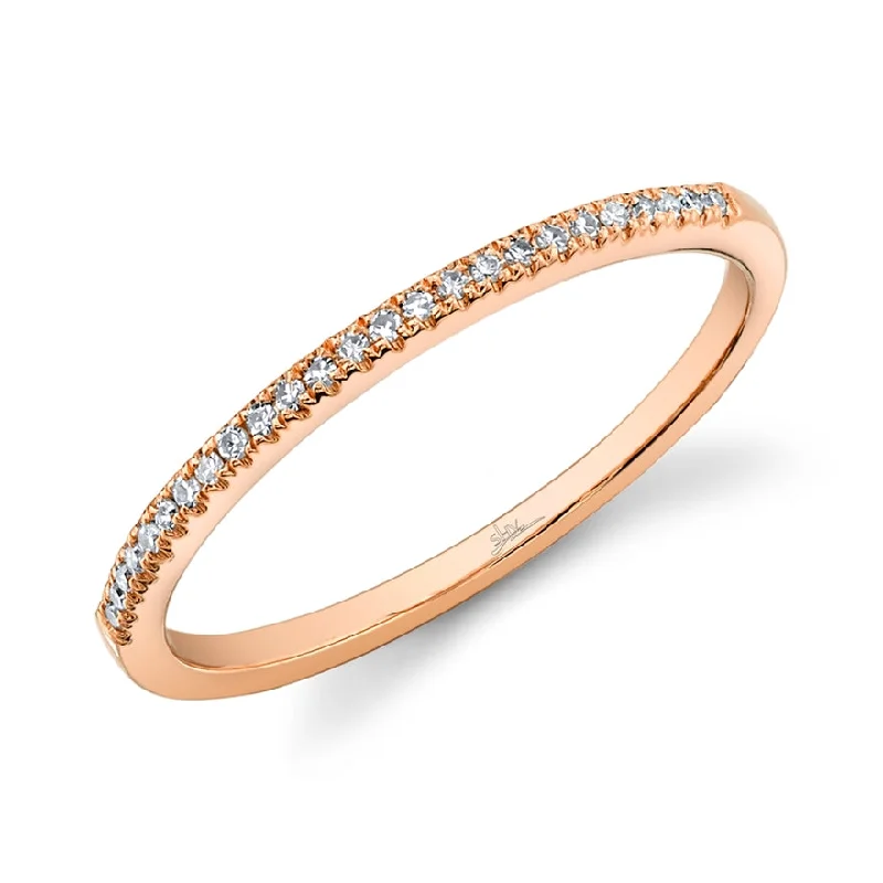 14K Rose Gold Diamond Thin Half-Way Band