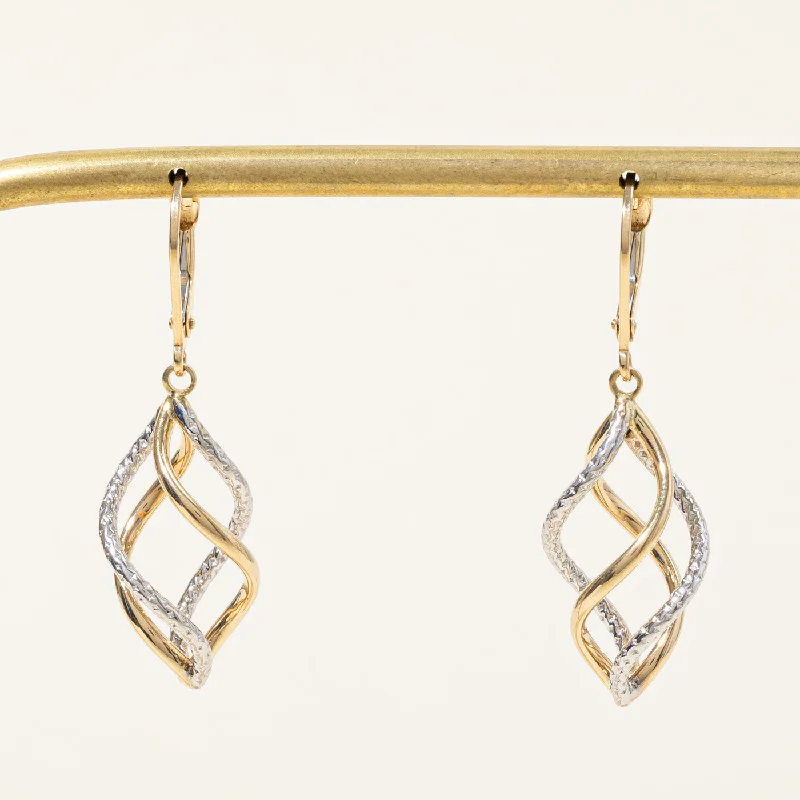 celestial star cluster earrings 14k Two Tone Gold Spiral Earrings