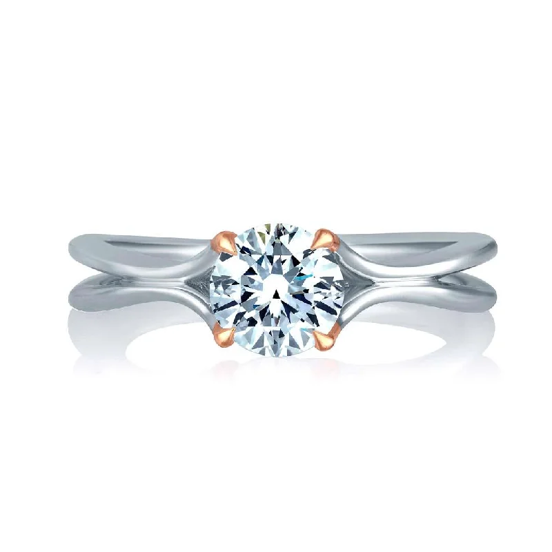 TWO-TONE GOLD SOLITAIRE ENGAGEMENT RING SETTING