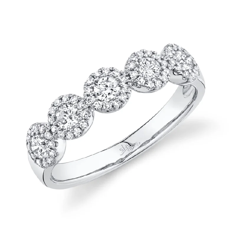 14K White Gold Diamond Halo Medium Band