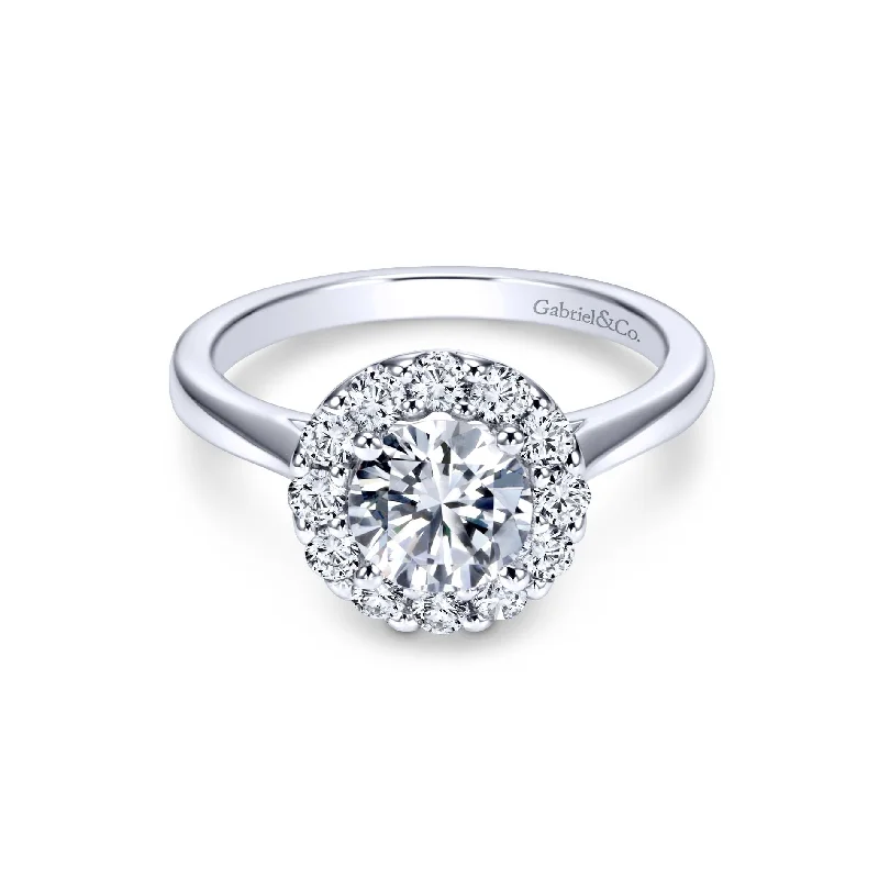 14K White Gold Diamond Round Halo Mounting