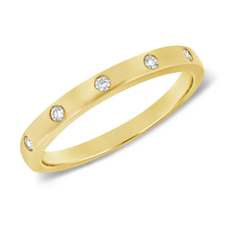 14k Yellow Gold Diamond Inlay Band