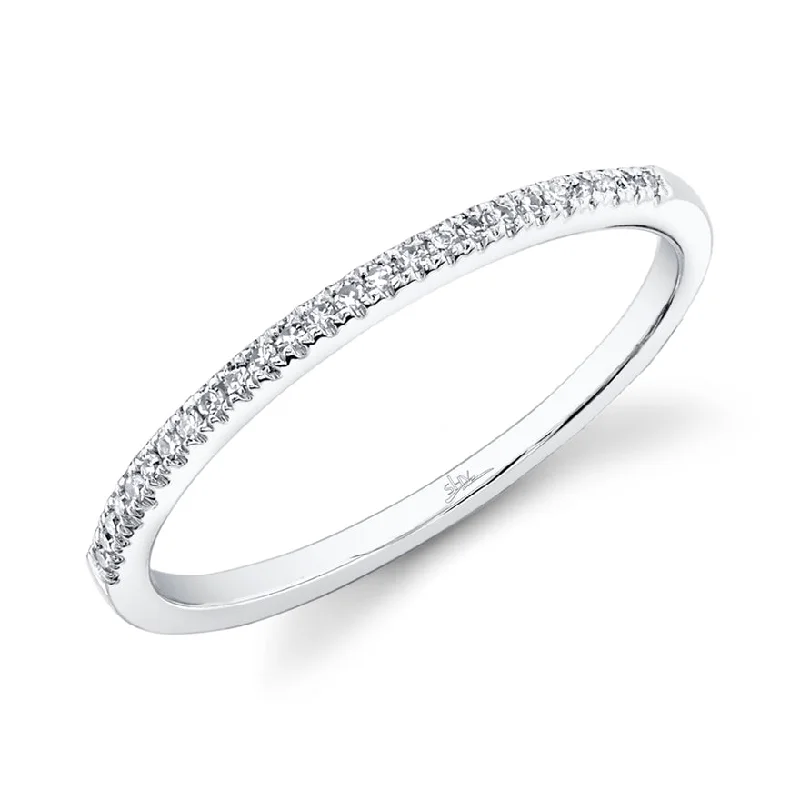 14K White Gold Diamond Thin Half-Way Band