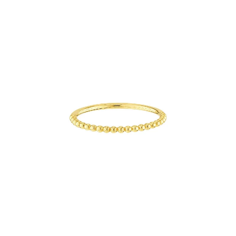 14K Yellow Gold Beaded Stackable Ring