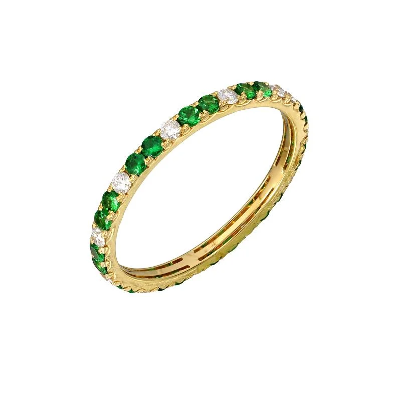 14k Yellow Gold Diamond and Tsavorite Eternity Band