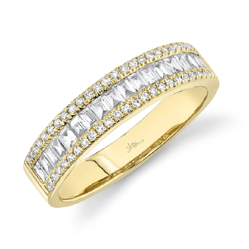 14K Yellow Gold Diamond Baguette Medium Band