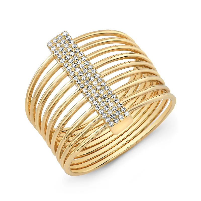 14K Yellow Gold Diamond Bar Slink Ring