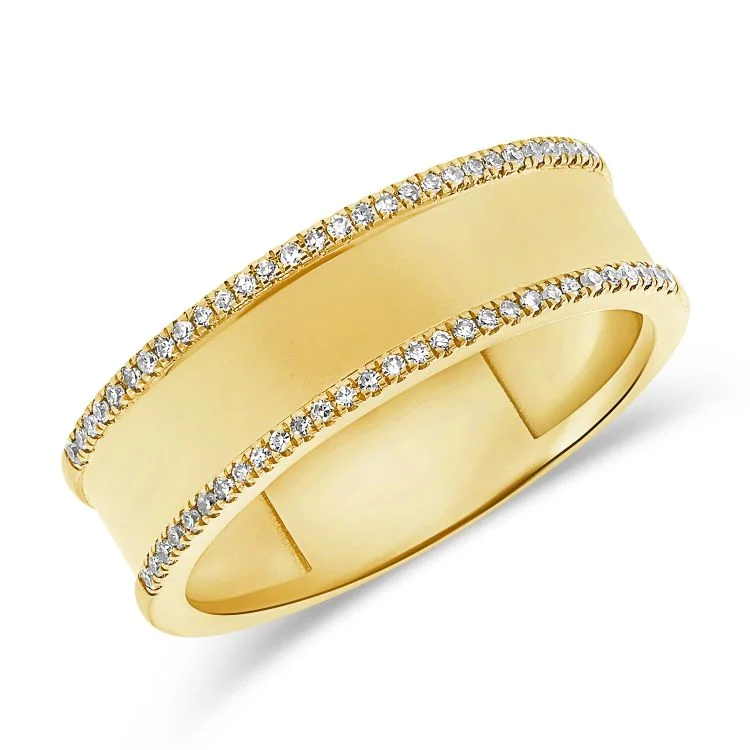 14K Yellow Gold Diamond Border Ring