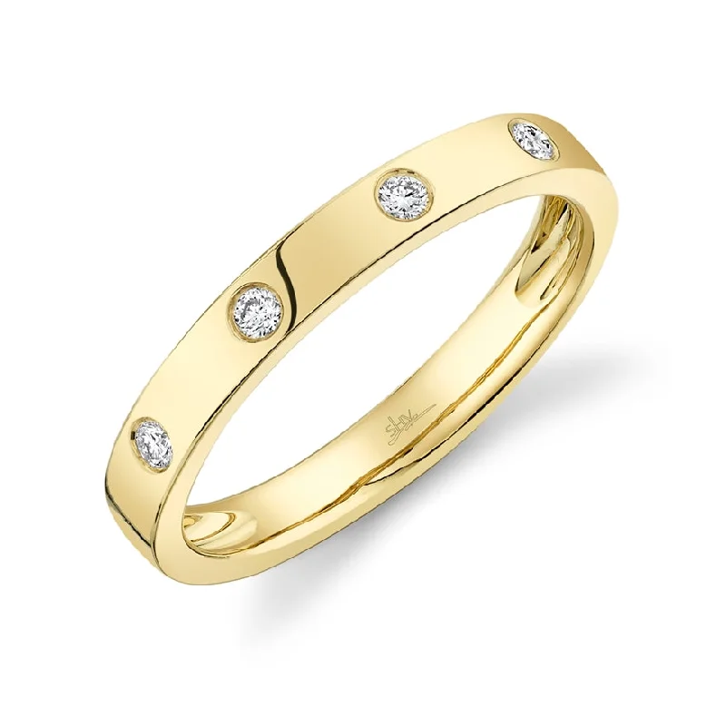 14K Yellow Gold Diamond High Polish Band