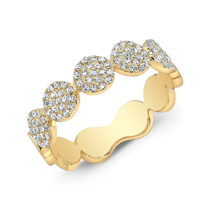 14K Yellow Gold Diamond Pave Disk Band