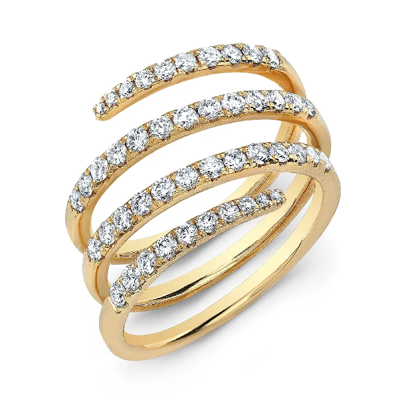 14K Yellow Gold Diamond Swirl Ring