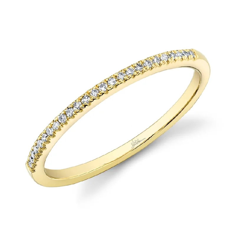 14K Yellow Gold Diamond Thin Half-Way Band