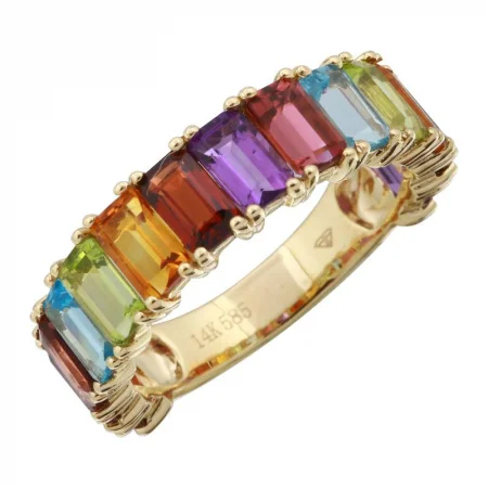 14K Yellow Gold Rainbow Gemstone Ring (3/4 SETTING)