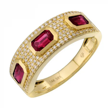 14k Yellow Gold Ruby Diamond Ring