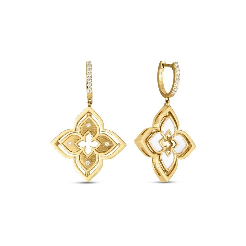 Roberto Coin Pirouette Diamond & Pearl Flower Earrings