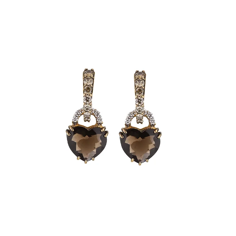 engraved pendant necklace 18K Rose Gold Quartz Heart Drop Earrings