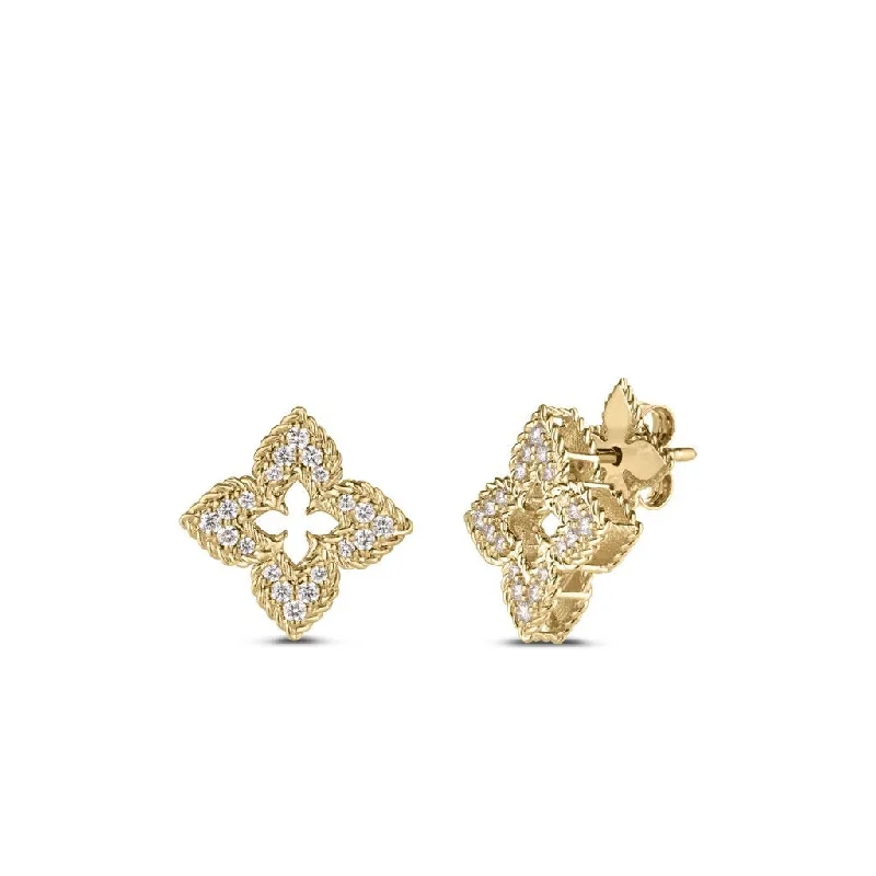 Roberto Coin Small Diamond Pave Flower Stud Earrings