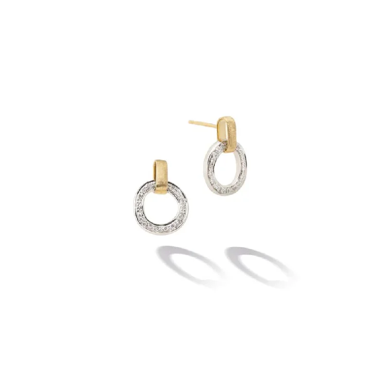 Marco Bicego Jaipur Link Collection 18K Yellow & White Gold Flat-Link Diamond Studs