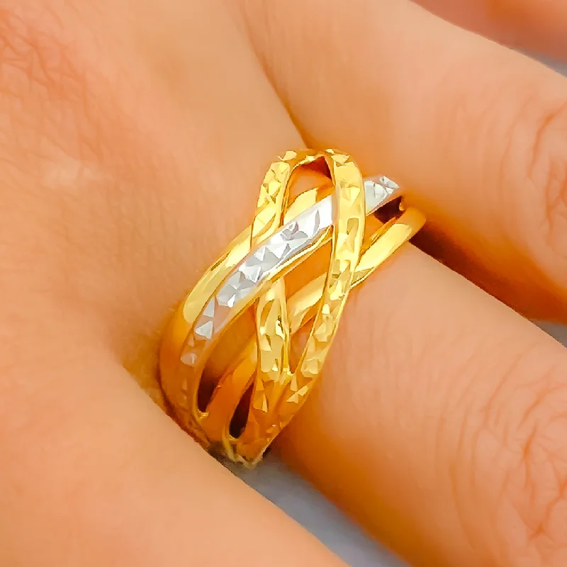 Curved Two-Tone High Finish 22k Gold Ring