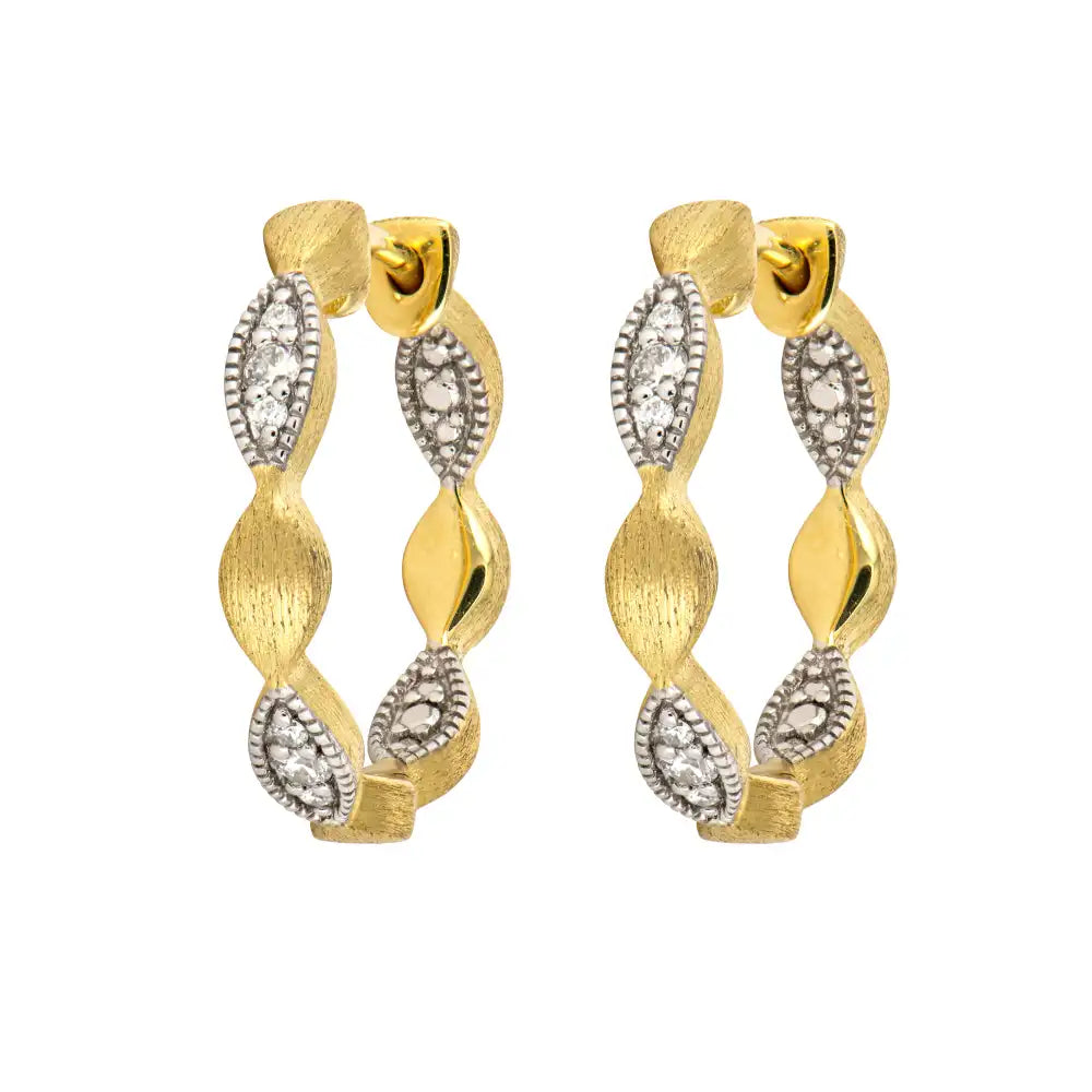 Jude Frances Moroccan Alternating Gold and Diamond Marquise Hoop Earrings