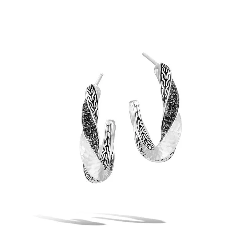 John Hardy Twisted Pavé Hoop Earring