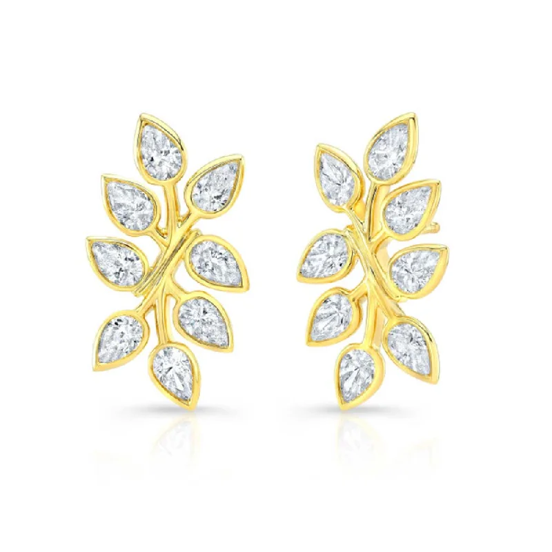 Rahaminov Pear-Shaped Diamond Branch Bezel Earrings