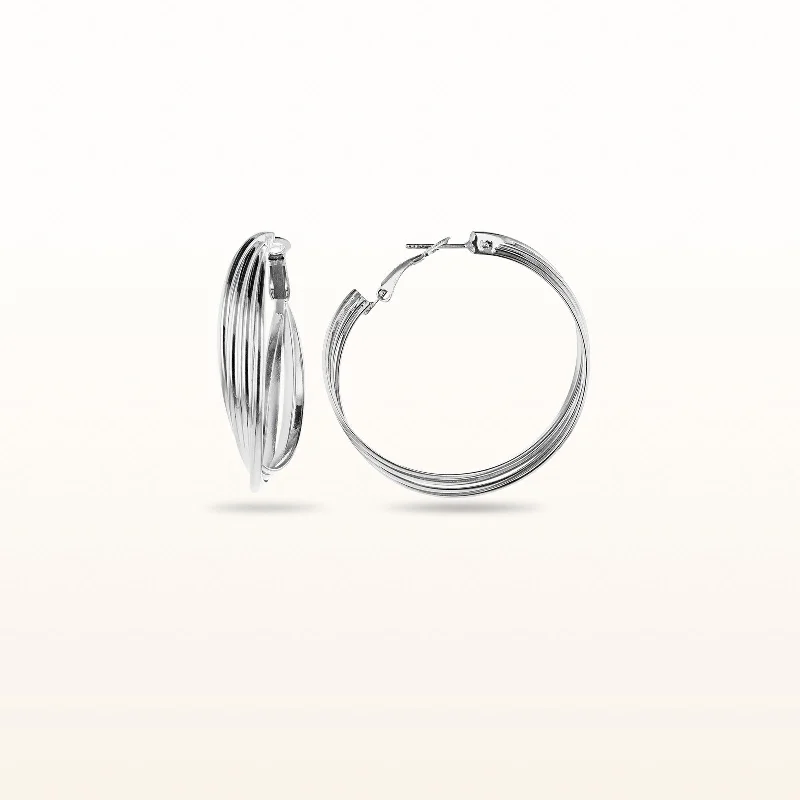 925 Sterling Silver Multi-Row Twisted Hoop Earrings