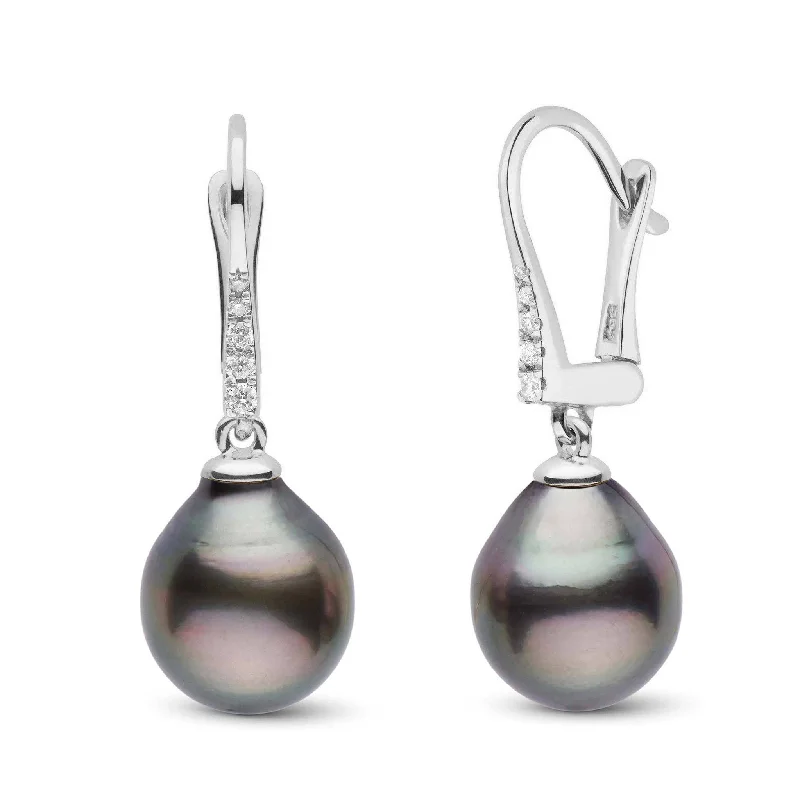 gold-plated chain necklace with charms Allure Collection Tahitian Drop 11.0-12.0 mm Pearl & Diamond Dangle Earrings