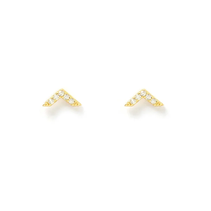 Arrow Gold and Zircon Stud Earrings