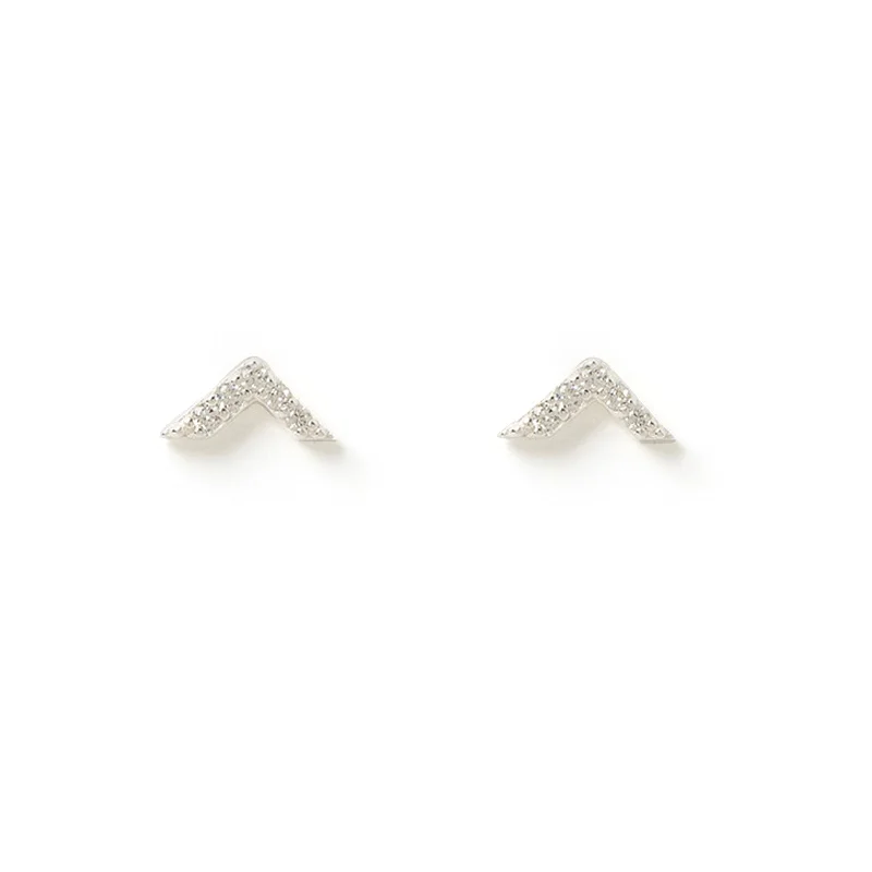 Arrow Silver and Zircon Stud Earrings