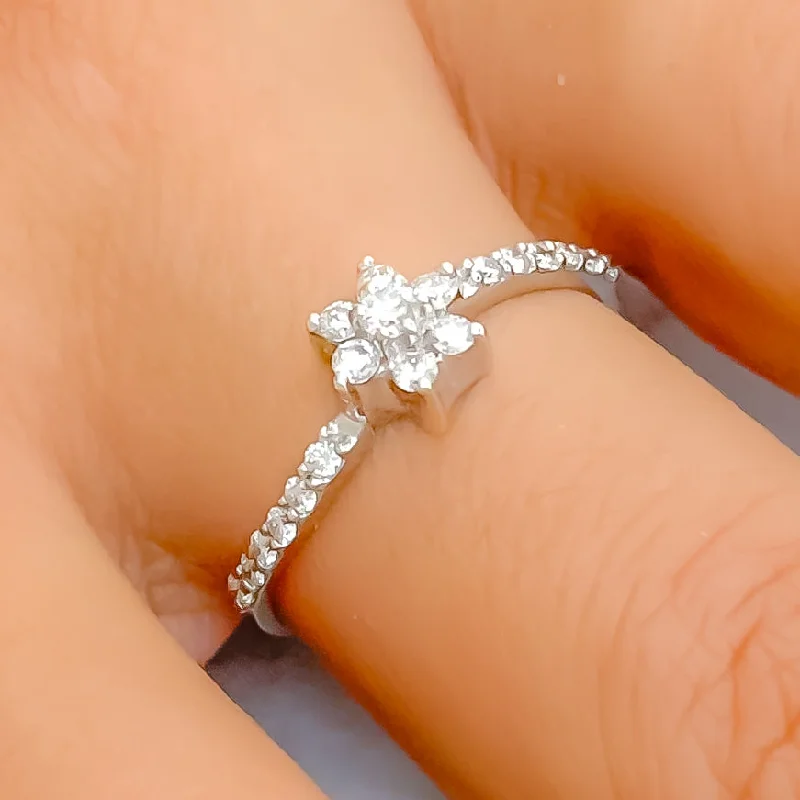 Dainty Floral Diamond + 18k Gold Ring