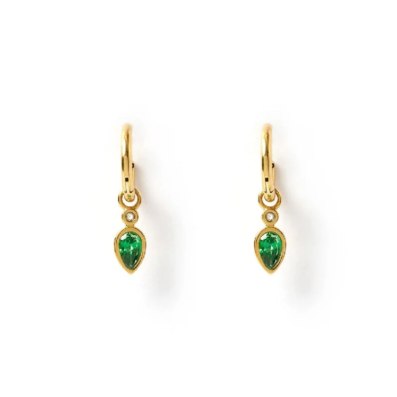 Daisy Gold Earrings - Emerald