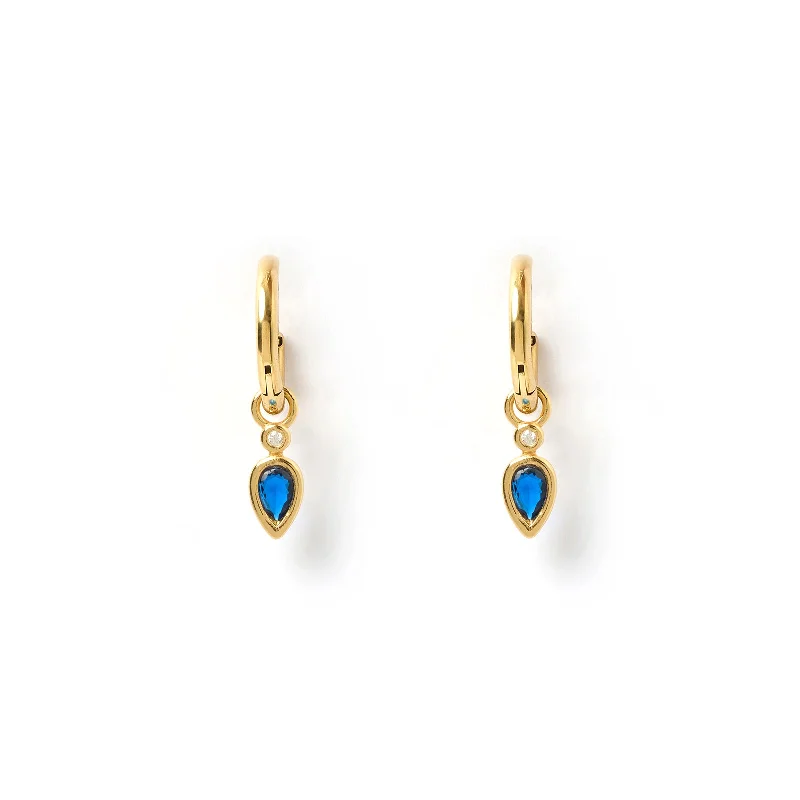 Daisy Gold Earrings - Sapphire