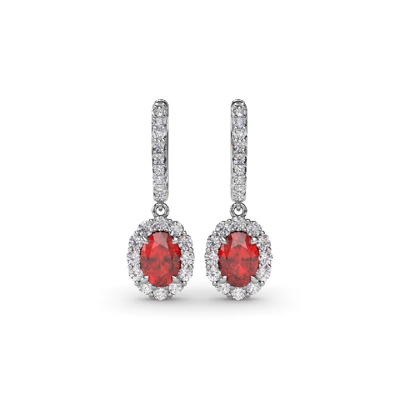 Dazzling Ruby and Diamond Drop Earrings