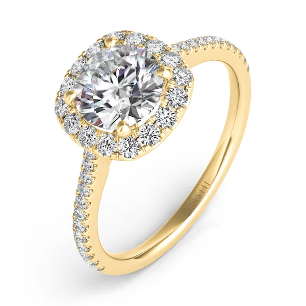 14K Yellow Gold Diamond Cushion Halo Mounting