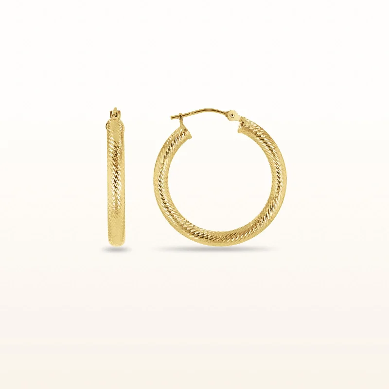 Diamond Cut Hoop Earrings in 14kt Yellow Gold