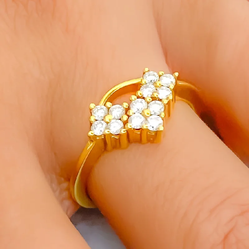 Dressy Floral Cluster Diamond + 18k Gold Ring